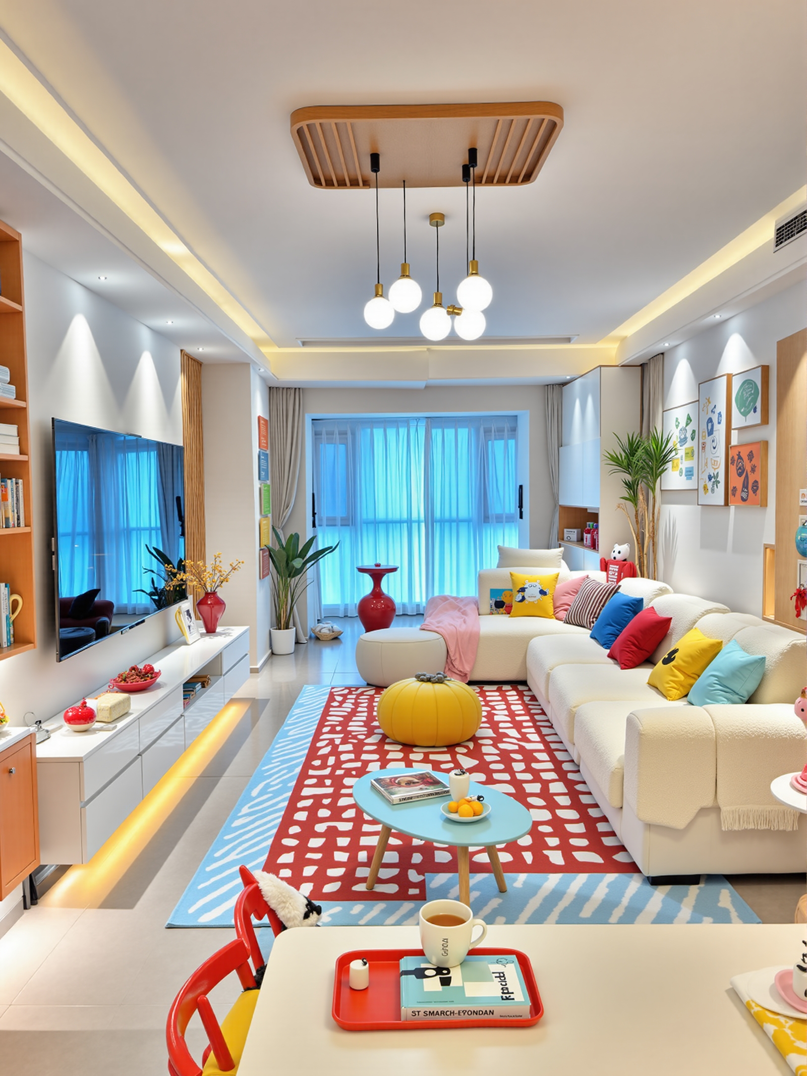 濱江天境118㎡多巴胺裝修：當濃郁的色彩撞上高能量生活