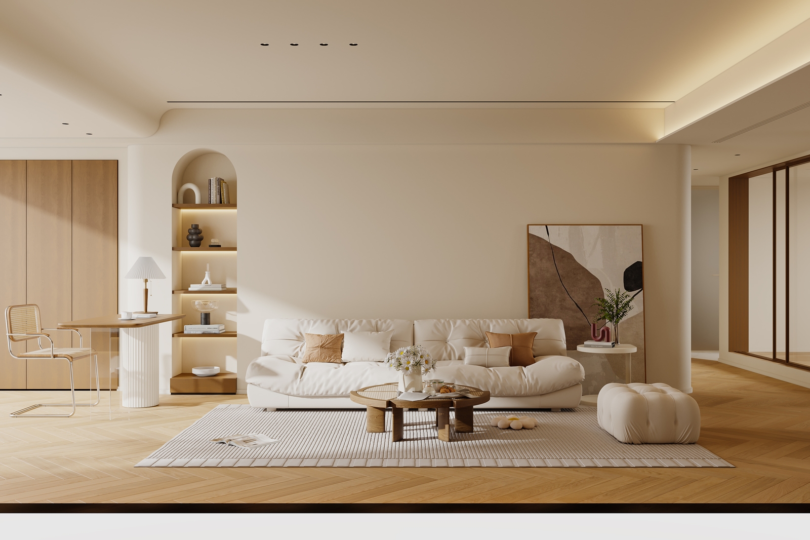 140㎡現代簡約奶油風：打造溫柔治愈的理想家