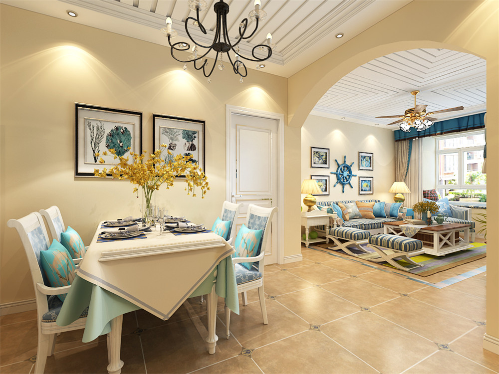 南寧萬(wàn)達(dá)茂88平米地中海風(fēng)格案例效果圖