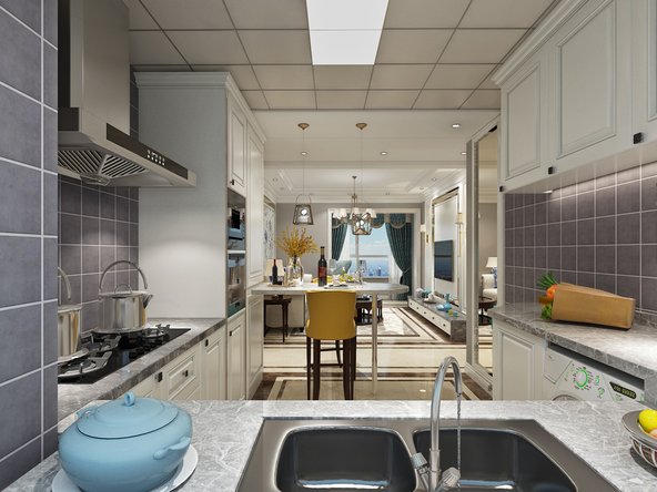 南寧大唐世茂天悅104平米歐式風(fēng)格案例效果圖