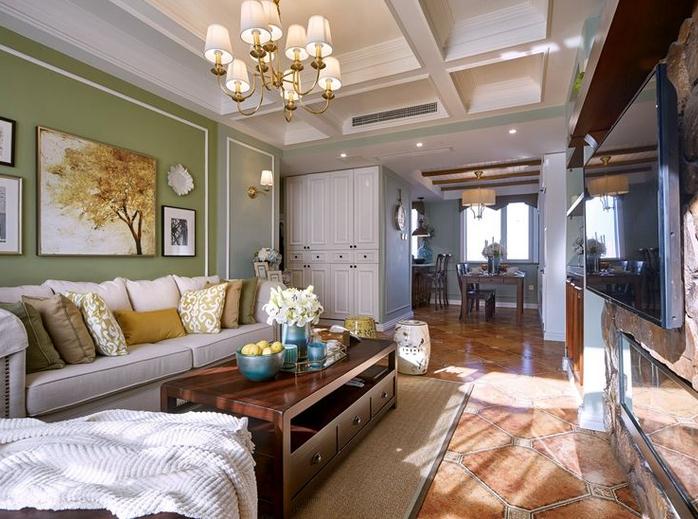 南寧奧園瀚林譽(yù)江府89平米美式風(fēng)格案例效果圖