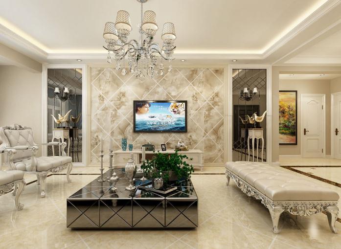 南寧江璟湖90平米歐式風(fēng)格案例效果圖