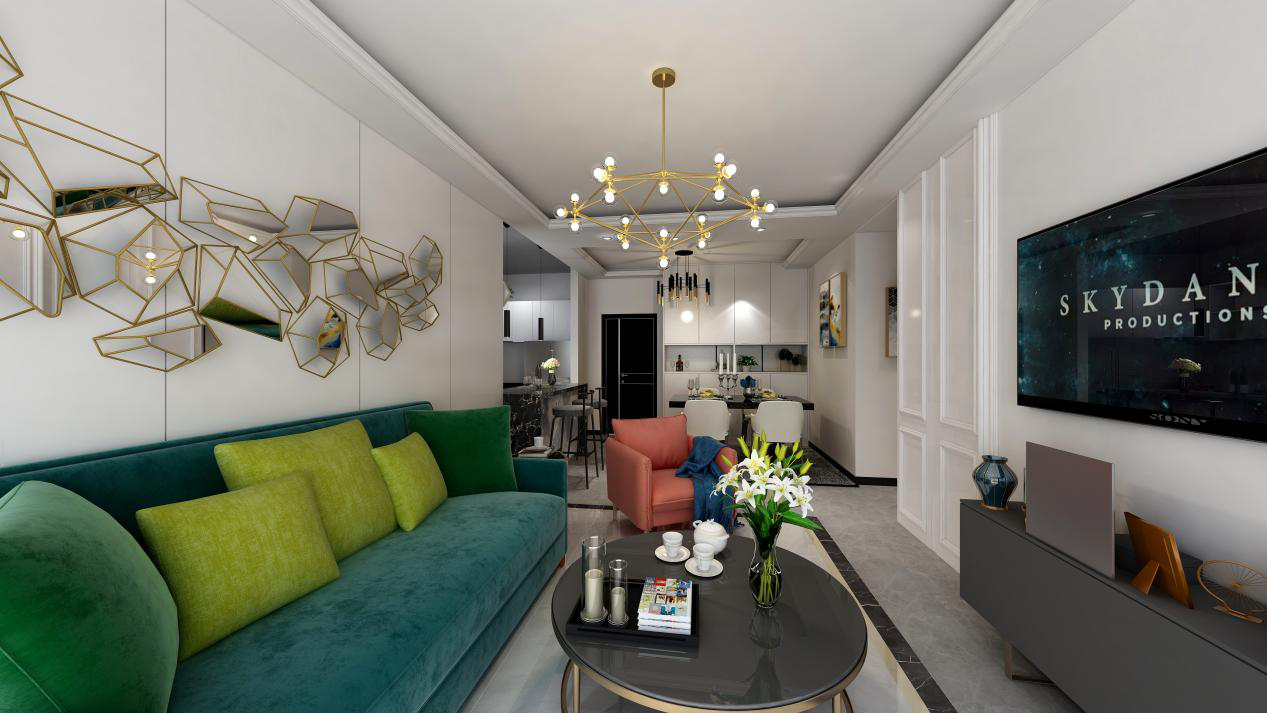 南寧綠城·春江明月55平米后現(xiàn)代風(fēng)格案例效果圖