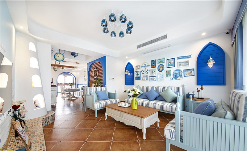 南寧奧園園著133平米地中海風(fēng)格案例效果圖