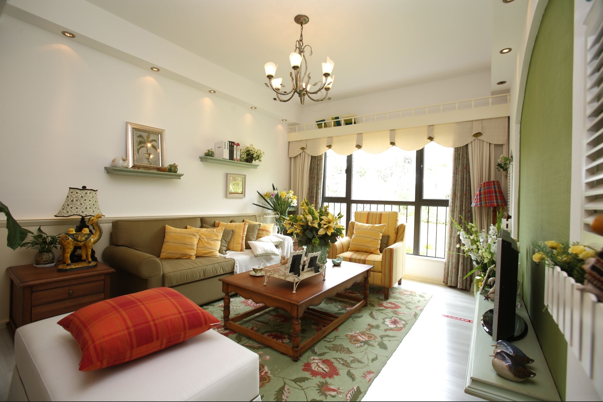 南寧陽(yáng)光尚都81平米田園風(fēng)格裝修案例效果圖