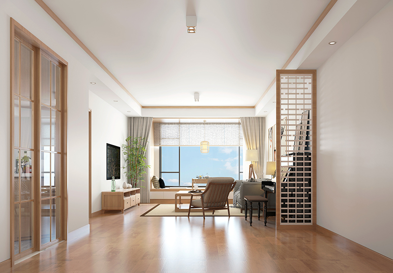 南寧陽(yáng)光100阿爾勒110平米日式風(fēng)格裝修案例效果圖