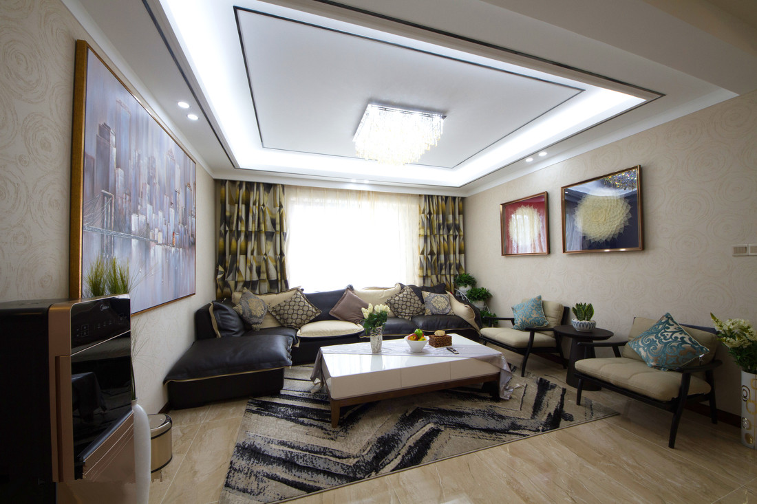 南寧五象明珠107平米后現(xiàn)代風(fēng)格案例效果圖