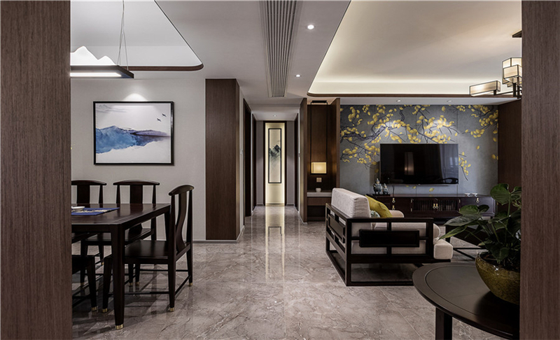 南寧廣匯名都126平米中式風(fēng)格裝修案例效果圖