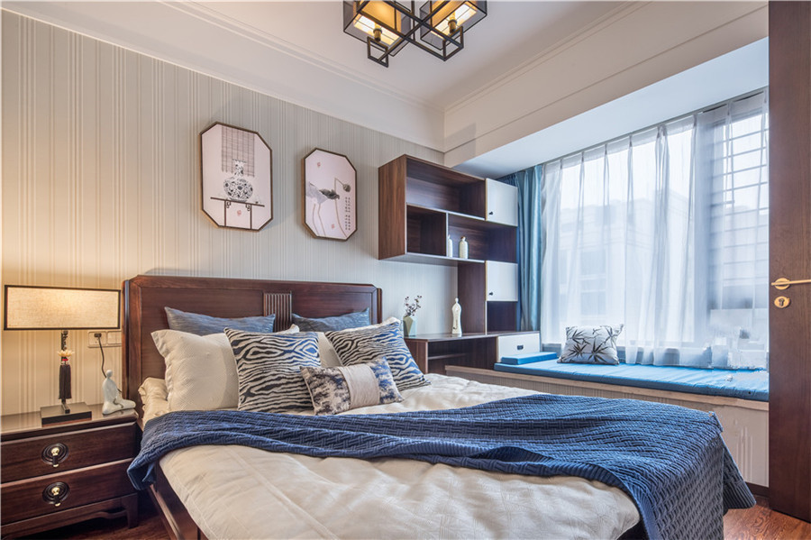 南寧江山御景2期106平米新中式風(fēng)格案例效果圖