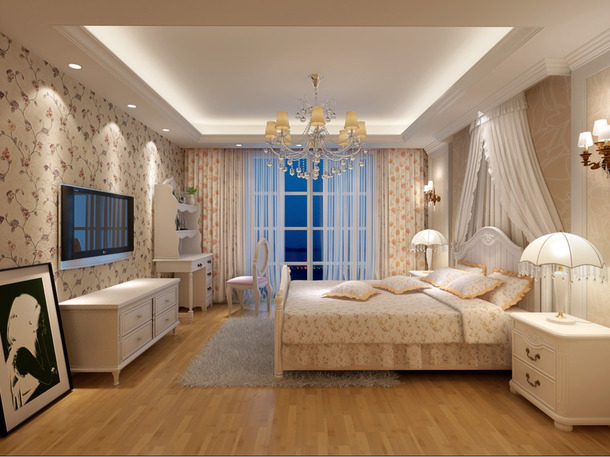 南寧富鳴陽(yáng)光城108平米田園風(fēng)格案例效果圖