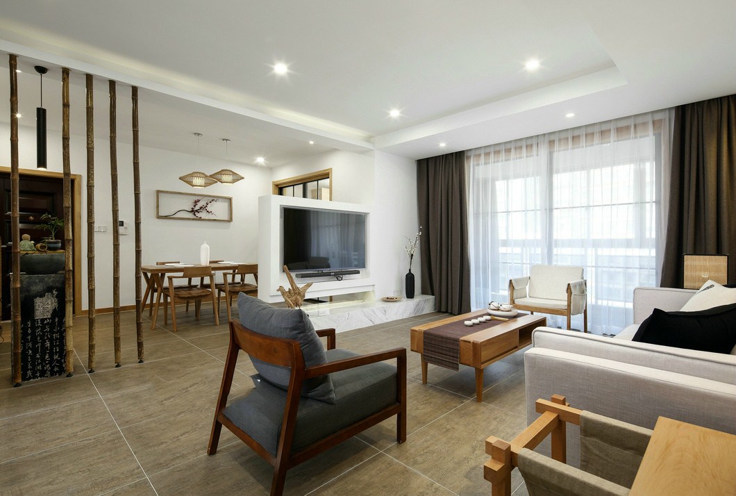 南寧江山御景2期130平米新中式風(fēng)格案例效果圖