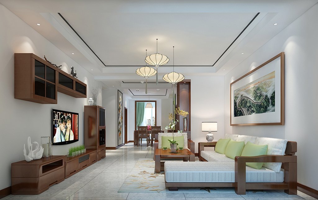 南寧恒大華府88平米中式風(fēng)格裝修案例效果圖