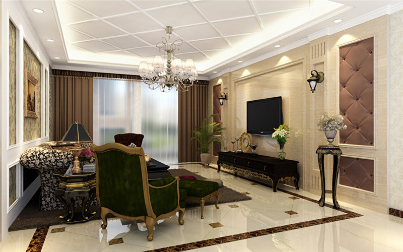 南寧云星創(chuàng)客園毛坯房126平米新古典風(fēng)格裝修案例效果圖