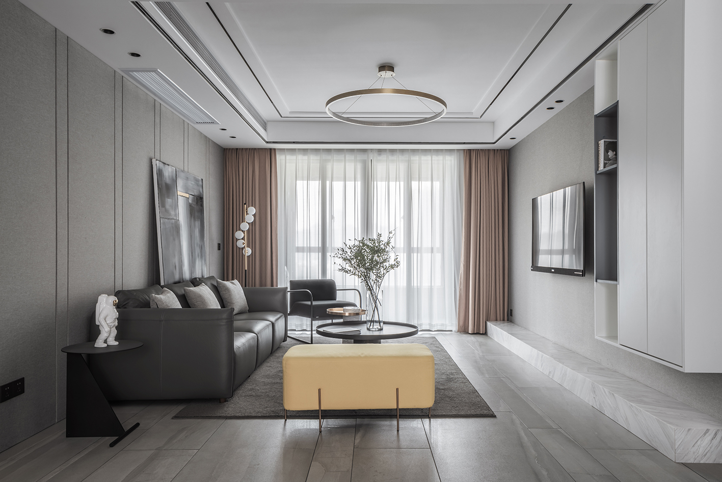 南寧華成都市毛坯房88平米現(xiàn)代風(fēng)格裝修案例效果圖