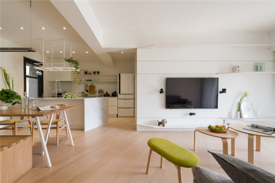 南寧恒大蘋果園毛坯房98平米日式風格裝修案例效果圖