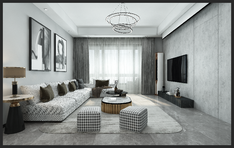 奧園園著104㎡后現代風格裝修案例效果圖